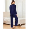 image:imageEkouaer 2 Pack Women Pajama Long Sleeve Sleepwear Soft Loungewear Pjs Sets with Pockets SXXLNavy Blue DotsLeopard Print