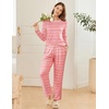image:imageEkouaer 2 Pack Women Pajama Long Sleeve Sleepwear Soft Loungewear Pjs Sets with Pockets SXXLPink StripedCat