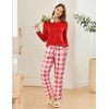 image:imageEkouaer 2 Pack Women Pajama Long Sleeve Sleepwear Soft Loungewear Pjs Sets with Pockets SXXLRed PlaidGrey Plaid