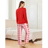 image:imageEkouaer 2 Pack Women Pajama Long Sleeve Sleepwear Soft Loungewear Pjs Sets with Pockets SXXLRed PlaidGrey Plaid