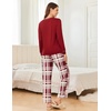 image:imageEkouaer 2 Pack Women Pajama Long Sleeve Sleepwear Soft Loungewear Pjs Sets with Pockets SXXLWine Red PlaidBlue Plaid