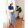 image:imageEkouaer 2 Pack Women Pajama Long Sleeve Sleepwear Soft Loungewear Pjs Sets with Pockets SXXLWine Red PlaidBlue Plaid