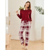 image:imageEkouaer 2 Pack Women Pajama Long Sleeve Sleepwear Soft Loungewear Pjs Sets with Pockets SXXLWine Red PlaidBlue Plaid
