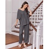 image:imageEkouaer 2 Packs Lounge Sets for Women Short Sleeve Pajamas Set V Neck Top and Long Pants Comfy Pjs Outifts with PocketsBlackDark Grey