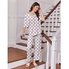 image:imageEkouaer 2 Packs Lounge Sets for Women Short Sleeve Pajamas Set V Neck Top and Long Pants Comfy Pjs Outifts with PocketsPink Cashew FlowerVintage Blooms