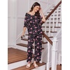 image:imageEkouaer 2 Packs Lounge Sets for Women Short Sleeve Pajamas Set V Neck Top and Long Pants Comfy Pjs Outifts with PocketsPink RosesBlack Roses