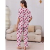 image:imageEkouaer 2 Packs Lounge Sets for Women Short Sleeve Pajamas Set V Neck Top and Long Pants Comfy Pjs Outifts with PocketsPink RosesBlack Roses