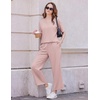 image:imageEkouaer 2 Packs Lounge Sets for Women Short Sleeve Pajamas Set V Neck Top and Long Pants Comfy Pjs Outifts with PocketsPink StripesNavy Dots