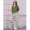 image:imageEkouaer 2 Packs Lounge Sets for Women Short Sleeve Pajamas Set V Neck Top and Long Pants Comfy Pjs Outifts with PocketsPink Tiedye StripesGreen Tiedye Stripes