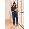 image:imageEkouaer 2 Piece Summer Waffle Knit Lounge Sets For Women Short Sleeve Top and Long Pant Pajama Set Loungewear Pjs Set02 Navy