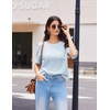 image:imageEkouaer 2 Piece Summer Waffle Knit Lounge Sets For Women Short Sleeve Top and Long Pant Pajama Set Loungewear Pjs Set03 Sky Blue