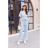 image:imageEkouaer 2 Piece Summer Waffle Knit Lounge Sets For Women Short Sleeve Top and Long Pant Pajama Set Loungewear Pjs Set03 Sky Blue
