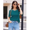 image:imageEkouaer 2 Piece Summer Waffle Knit Lounge Sets For Women Short Sleeve Top and Long Pant Pajama Set Loungewear Pjs SetBlue Green