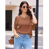 image:imageEkouaer 2 Piece Summer Waffle Knit Lounge Sets For Women Short Sleeve Top and Long Pant Pajama Set Loungewear Pjs SetCaramel