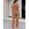 image:imageEkouaer 2 Piece Summer Waffle Knit Lounge Sets For Women Short Sleeve Top and Long Pant Pajama Set Loungewear Pjs SetCaramel