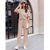 image:imageEkouaer 2 Piece Summer Waffle Knit Lounge Sets For Women Short Sleeve Top and Long Pant Pajama Set Loungewear Pjs SetChampagne