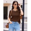 image:imageEkouaer 2 Piece Summer Waffle Knit Lounge Sets For Women Short Sleeve Top and Long Pant Pajama Set Loungewear Pjs SetDark Brown