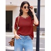 image:imageEkouaer 2 Piece Summer Waffle Knit Lounge Sets For Women Short Sleeve Top and Long Pant Pajama Set Loungewear Pjs SetDark Red