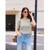 image:imageEkouaer 2 Piece Summer Waffle Knit Lounge Sets For Women Short Sleeve Top and Long Pant Pajama Set Loungewear Pjs SetGrey