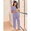 image:imageEkouaer 2 Piece Summer Waffle Knit Lounge Sets For Women Short Sleeve Top and Long Pant Pajama Set Loungewear Pjs SetLavender