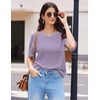 image:imageEkouaer 2 Piece Summer Waffle Knit Lounge Sets For Women Short Sleeve Top and Long Pant Pajama Set Loungewear Pjs SetLavender