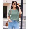 image:imageEkouaer 2 Piece Summer Waffle Knit Lounge Sets For Women Short Sleeve Top and Long Pant Pajama Set Loungewear Pjs SetLight Green