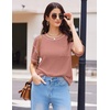 image:imageEkouaer 2 Piece Summer Waffle Knit Lounge Sets For Women Short Sleeve Top and Long Pant Pajama Set Loungewear Pjs SetPink