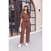 image:imageEkouaer 2 Piece Summer Waffle Knit Lounge Sets For Women Short Sleeve Top and Long Pant Pajama Set Loungewear Pjs SetRed
