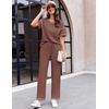 image:imageEkouaer 2 Piece Summer Waffle Knit Lounge Sets For Women Short Sleeve Top and Long Pant Pajama Set Loungewear Pjs SetRed