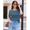 image:imageEkouaer 2 Piece Summer Waffle Knit Lounge Sets For Women Short Sleeve Top and Long Pant Pajama Set Loungewear Pjs SetSky Blue
