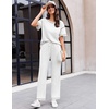 image:imageEkouaer 2 Piece Summer Waffle Knit Lounge Sets For Women Short Sleeve Top and Long Pant Pajama Set Loungewear Pjs SetWhite