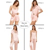 image:imageEkouaer 4PCs Womens Satin Silky Pajama Set Button Down Top and Long Pants Loungewear Camisole Top and Shorts SleepwearLight Pink