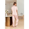 image:imageEkouaer 4PCs Womens Satin Silky Pajama Set Button Down Top and Long Pants Loungewear Camisole Top and Shorts SleepwearLight Pink