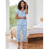 image:imageEkouaer Capri Pajama Sets for Women Short Sleeve Tops Sleepwear Sleep Sets Pjs Sets Soft Two Piece Loungewear SetsBlue Floral