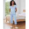 image:imageEkouaer Capri Pajama Sets for Women Short Sleeve Tops Sleepwear Sleep Sets Pjs Sets Soft Two Piece Loungewear SetsBlue Floral