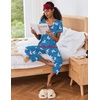 image:imageEkouaer Capri Pajama Sets for Women Short Sleeve Tops Sleepwear Sleep Sets Pjs Sets Soft Two Piece Loungewear SetsBlue Sheep