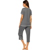 image:imageEkouaer Capri Pajama Sets for Women Short Sleeve Tops Sleepwear Sleep Sets Pjs Sets Soft Two Piece Loungewear SetsGrey