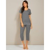 image:imageEkouaer Capri Pajama Sets for Women Short Sleeve Tops Sleepwear Sleep Sets Pjs Sets Soft Two Piece Loungewear SetsGrey
