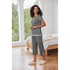 image:imageEkouaer Capri Pajama Sets for Women Short Sleeve Tops Sleepwear Sleep Sets Pjs Sets Soft Two Piece Loungewear SetsGrey