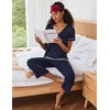 image:imageEkouaer Capri Pajama Sets for Women Short Sleeve Tops Sleepwear Sleep Sets Pjs Sets Soft Two Piece Loungewear SetsNavy Blue