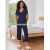 image:imageEkouaer Capri Pajama Sets for Women Short Sleeve Tops Sleepwear Sleep Sets Pjs Sets Soft Two Piece Loungewear SetsNavy Blue