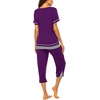 image:imageEkouaer Capri Pajama Sets for Women Short Sleeve Tops Sleepwear Sleep Sets Pjs Sets Soft Two Piece Loungewear SetsPurple