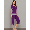 image:imageEkouaer Capri Pajama Sets for Women Short Sleeve Tops Sleepwear Sleep Sets Pjs Sets Soft Two Piece Loungewear SetsPurple