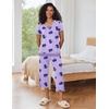 image:imageEkouaer Capri Pajama Sets for Women Short Sleeve Tops Sleepwear Sleep Sets Pjs Sets Soft Two Piece Loungewear SetsPurple Dinosaur
