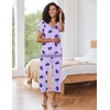image:imageEkouaer Capri Pajama Sets for Women Short Sleeve Tops Sleepwear Sleep Sets Pjs Sets Soft Two Piece Loungewear SetsPurple Dinosaur