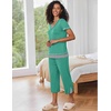 image:imageEkouaer Capri Pajama Sets for Women Short Sleeve Tops Sleepwear Sleep Sets Pjs Sets Soft Two Piece Loungewear SetsTurquoise