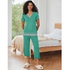 image:imageEkouaer Capri Pajama Sets for Women Short Sleeve Tops Sleepwear Sleep Sets Pjs Sets Soft Two Piece Loungewear SetsTurquoise