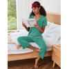 image:imageEkouaer Capri Pajama Sets for Women Short Sleeve Tops Sleepwear Sleep Sets Pjs Sets Soft Two Piece Loungewear SetsTurquoise