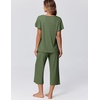 image:imageEkouaer Capri Pajamas for Women Set Short Sleeve Lounge Set Soft Sleepwear Pullover Top and PantsArmy Green