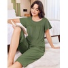 image:imageEkouaer Capri Pajamas for Women Set Short Sleeve Lounge Set Soft Sleepwear Pullover Top and PantsArmy Green
